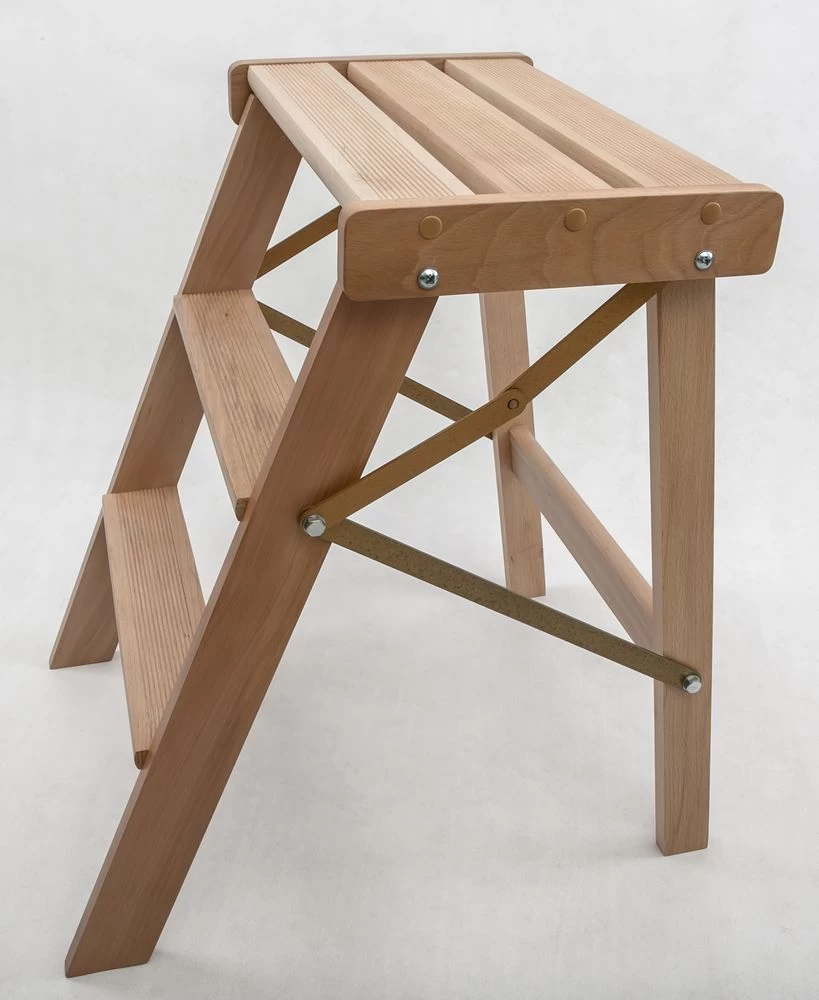 Стремянка-табурет деревянная Hoz-Block Джексон 3 ступени Светлая (арт. СДТД-3С) от магазина ЛесКонПром.ру