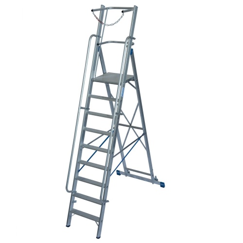 Стремянка алюминиевая Krause Stabilo с большой площадкой и дугой 9 ступеней (арт. 127532) от магазина ЛесКонПром.ру