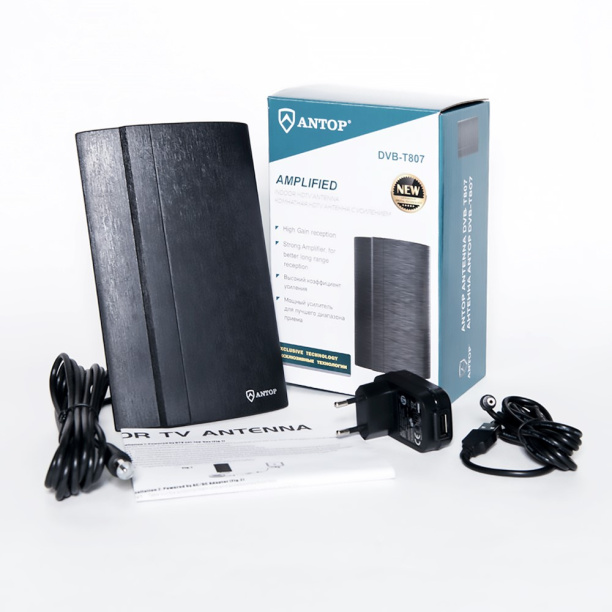 Антенна комнатная Antop DVB-T807 с усилителем 28 dB от магазина ЛесКонПром.ру