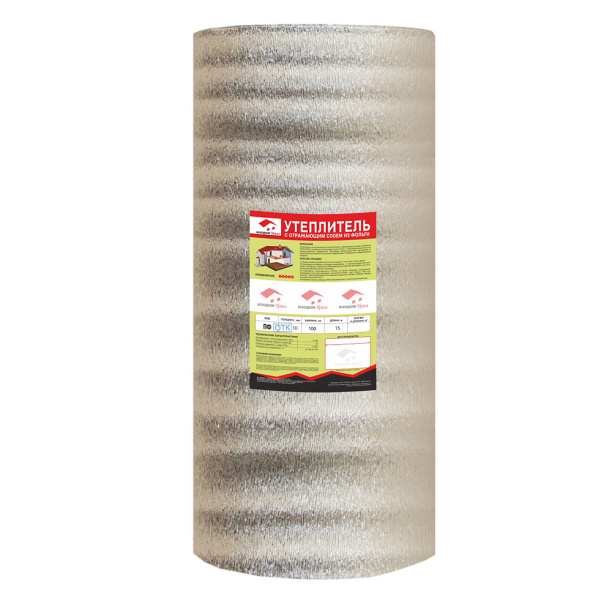 Изоляция отражающая ППИ-ПФ фольга 10 мм 1x15 м от магазина ЛесКонПром.ру