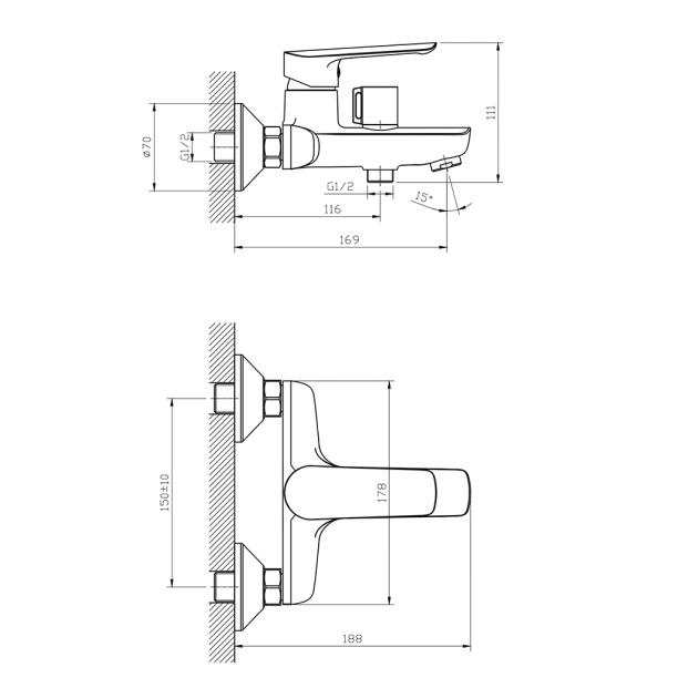 Смеситель для ванны Esko Lagos хром от магазина ЛесКонПром.ру