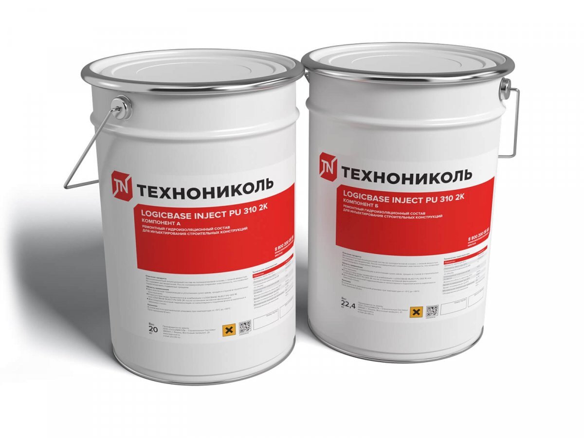 Смола полиуретановая ТЕХНОНИКОЛЬ Logicbase inject pu 310 2K Компонент А, 20 кг от магазина ЛесКонПром.ру