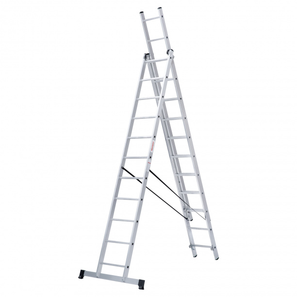 Лестница алюминиевая трехсекционная Новая Высота 11 ступеней от магазина ЛесКонПром.ру