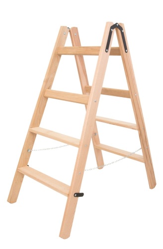 Стремянка двухсторонняя деревянная со ступенями и перекладинами Hoz-Block Альпинист 2х8 ступеней (арт. СДДА-8) от магазина ЛесКонПром.ру