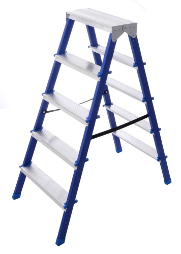 Стремянка стальная  двухсторонняя стальная с алюминиевыми ступенями STAIRS  5 ступени (арт. CS 205) от магазина ЛесКонПром.ру