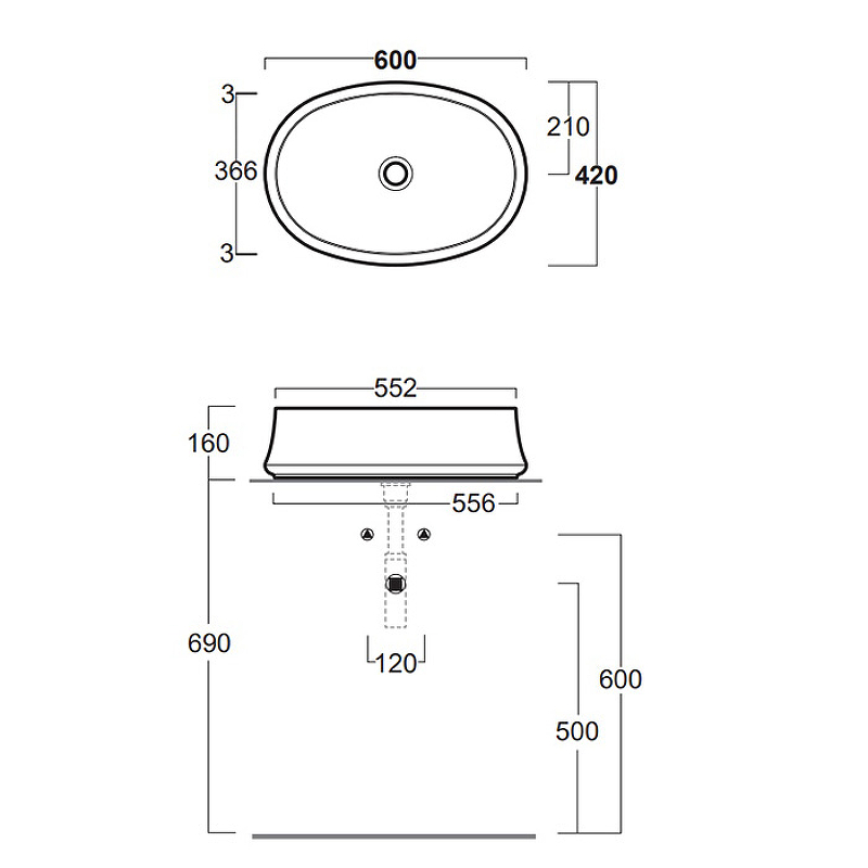 Раковина-чаша Simas Sharp 60 SH04bi*0 Белая от магазина ЛесКонПром.ру