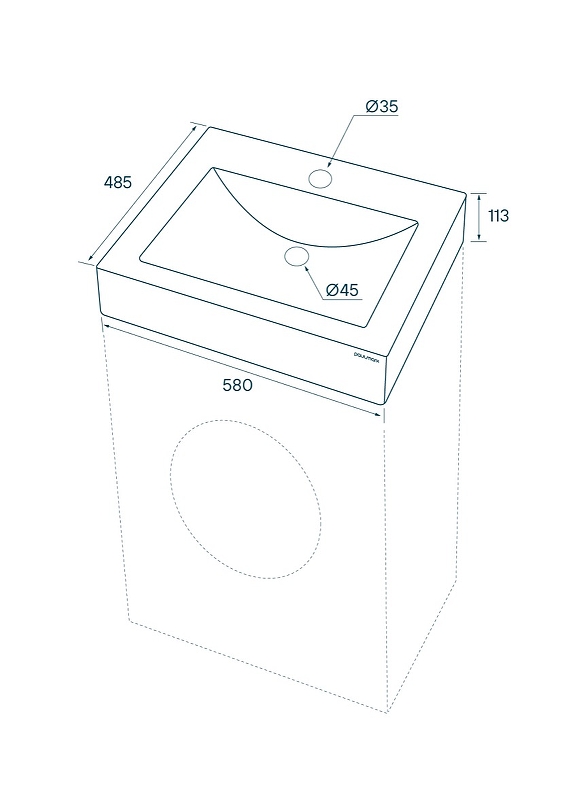 Раковина Paulmark Amberg 60 PM750431 на стиральную машину Белая от магазина ЛесКонПром.ру