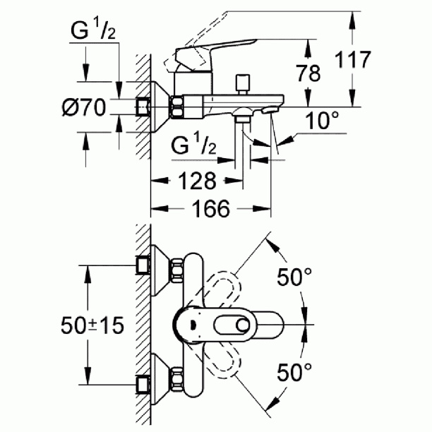 Смеситель для ванны GROHE BauLoop от магазина ЛесКонПром.ру