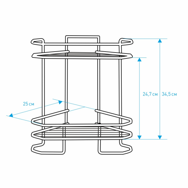 Полка сетчатая ЧМЗ Нюанс 2-ярусная угловая хром от магазина ЛесКонПром.ру
