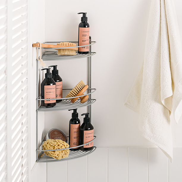 Полка сетчатая ЧМЗ 3-ярусная угловая серая от магазина ЛесКонПром.ру