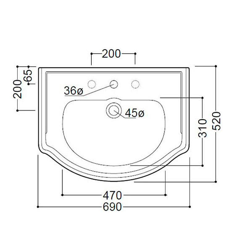 Раковина Kerasan Retro 69 104601*3 Белая от магазина ЛесКонПром.ру