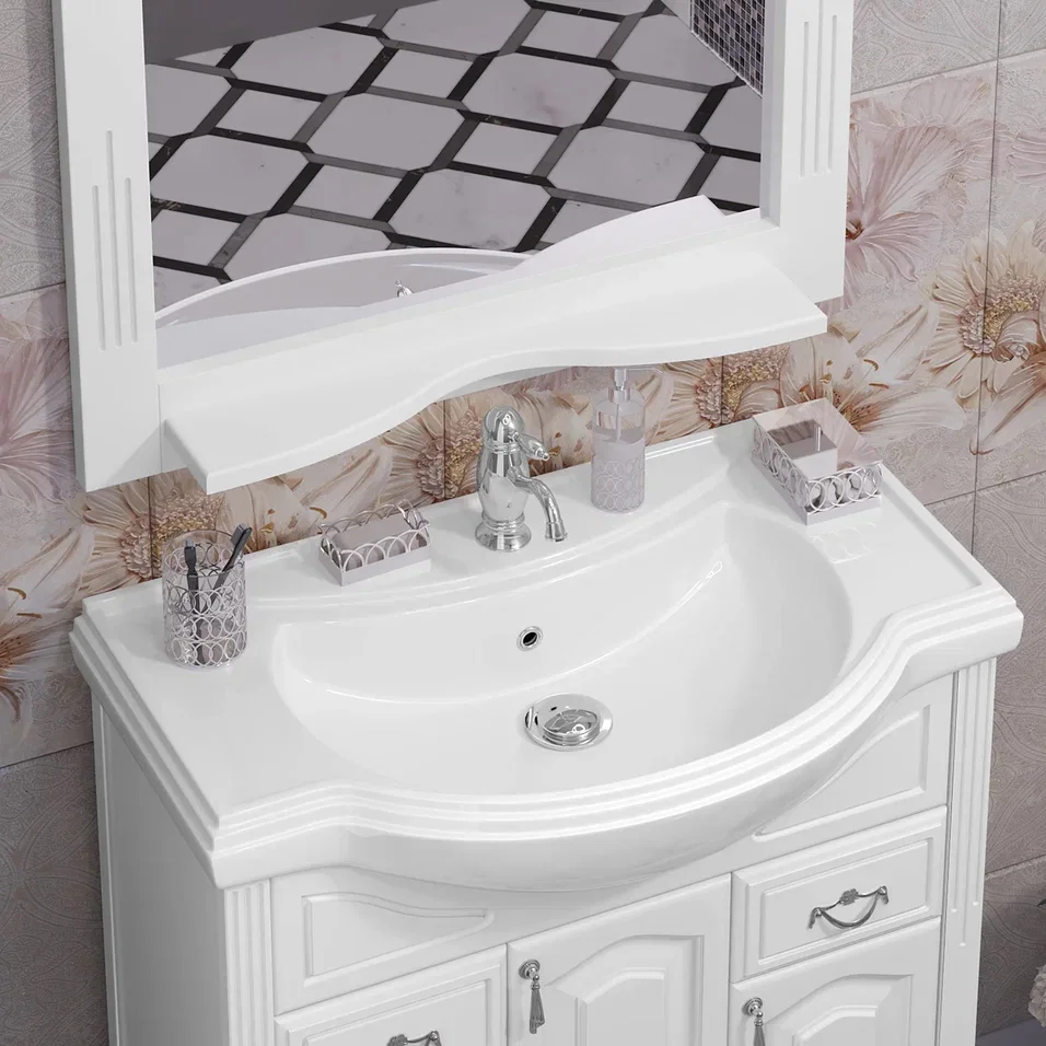 Зеркало Opadiris Риспекто 80 белое, с полкой от магазина ЛесКонПром.ру