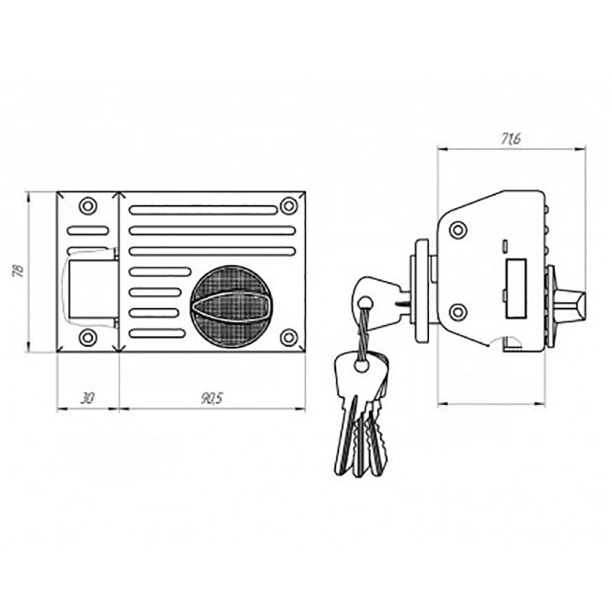Замок накладной цилиндровый Зенит от магазина ЛесКонПром.ру