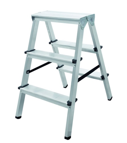 Стремянка алюминиевая двухсторонняя Новая Высота 2 ступени (арт. 1120202) от магазина ЛесКонПром.ру