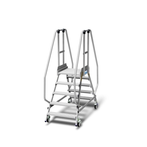 Двухсторонняя  передвижная лестница с платформой STABILO 2Х6 ступеней KRAUSE оснащенная плинтусом и высоким ограждением арт.820761 от магазина ЛесКонПром.ру