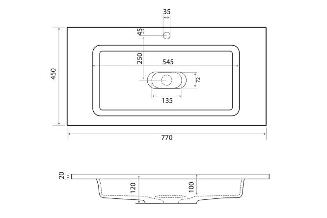 Раковина встраиваемая сверху Modul 80543275 от магазина ЛесКонПром.ру
