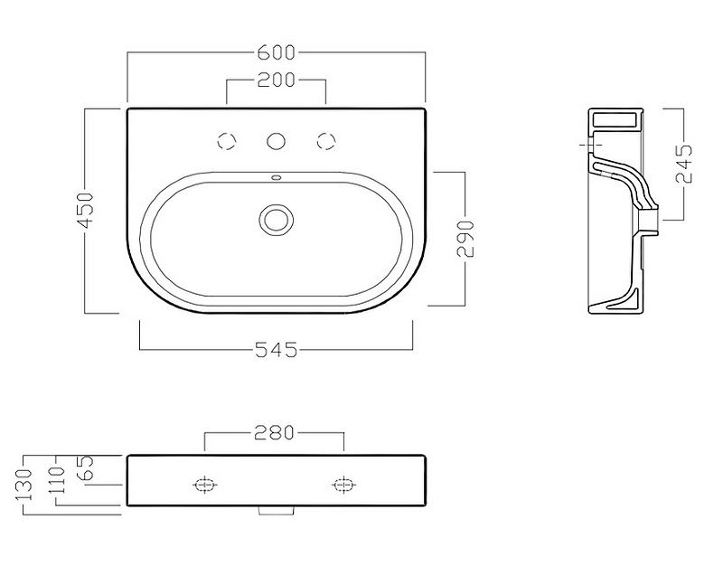 Раковина Hatria Area 60 Y0UH01 Белая от магазина ЛесКонПром.ру