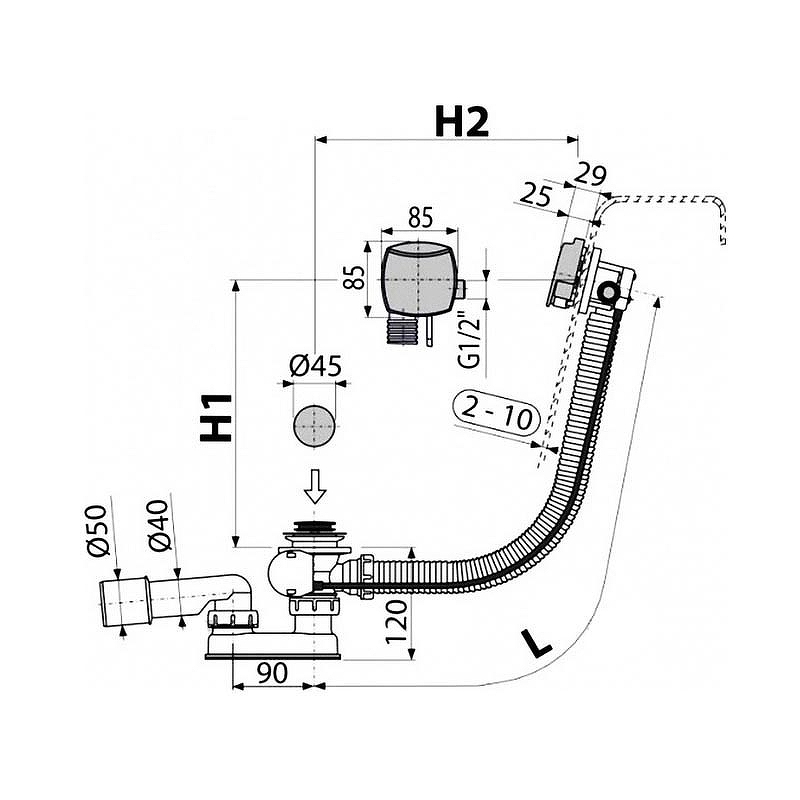 Слив-перелив Alcaplast A564ANTIC полуавтомат Бронза антик от магазина ЛесКонПром.ру
