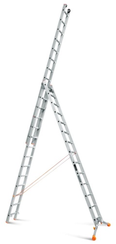 Трехсекционная алюминиевая лестница ЮВЕЛИР ПЛЮС 3Х14 ступеней Эйфель от магазина ЛесКонПром.ру
