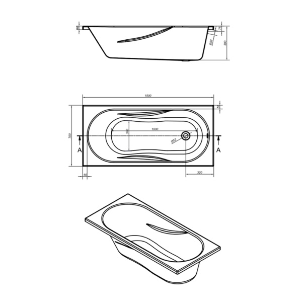 Акриловая ванна MITO Red 150х70х39 см от магазина ЛесКонПром.ру