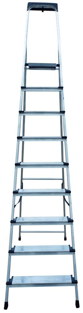 Стремянка алюминиевая с широкой ступенью и органайзером Новая Высота 9 ступеней (арт. 2118109) от магазина ЛесКонПром.ру