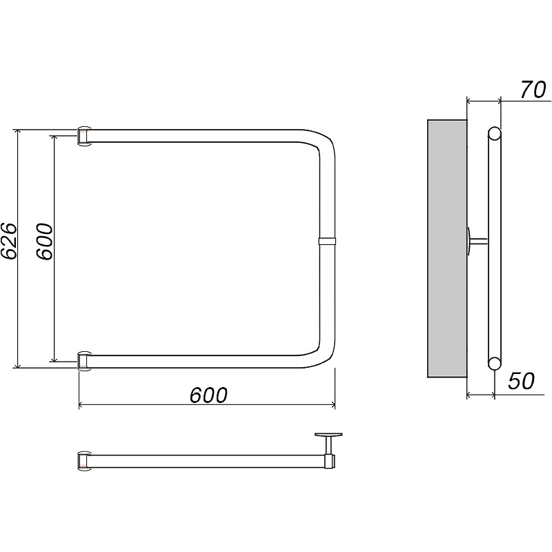 Водяной полотенцесушитель Grota Modesto 60х60 Хром от магазина ЛесКонПром.ру