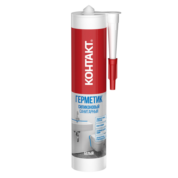 Силиконовый герметик КОНТАКТ санитарный 280 мл белый от магазина ЛесКонПром.ру
