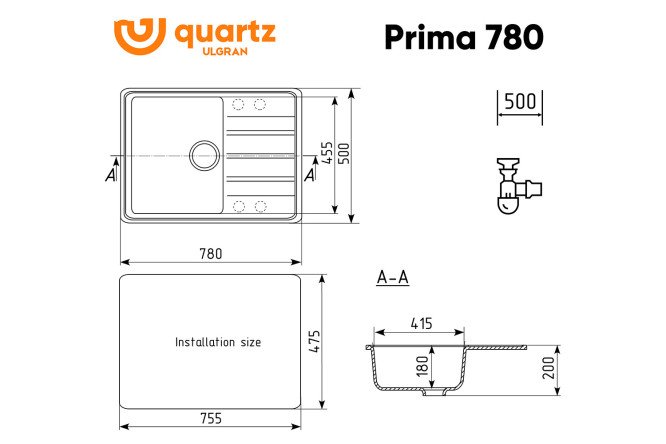 Мойка  ULGRAN Prima 80532003 от магазина ЛесКонПром.ру