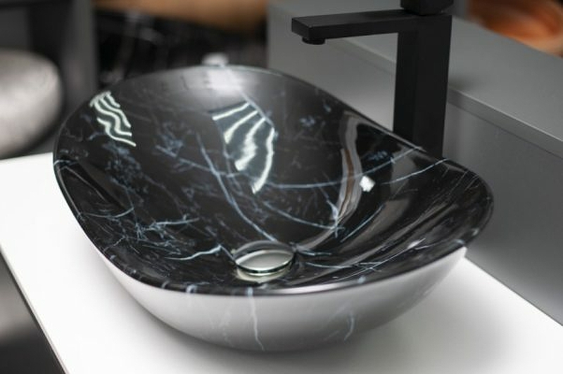 Раковина-чаша CeramaLux 60 7404BM Черный мрамор от магазина ЛесКонПром.ру