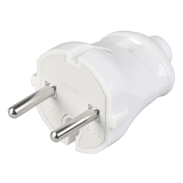 Вилка без заземления ИЭК белая от магазина ЛесКонПром.ру