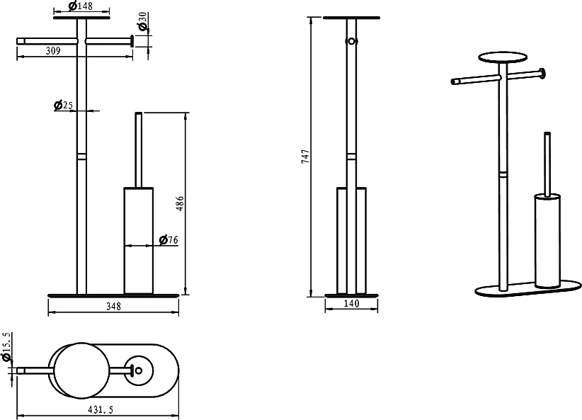 Стойка Boheme 10953-G от магазина ЛесКонПром.ру