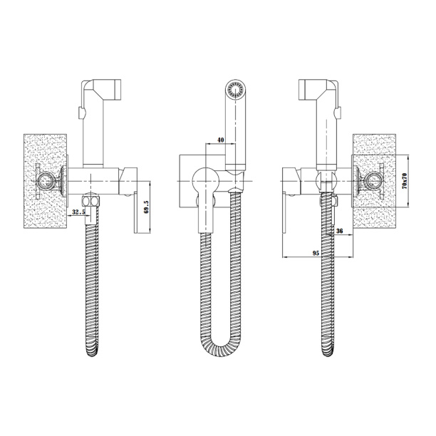 Гигиенический душ Esko встраиваемый черный от магазина ЛесКонПром.ру