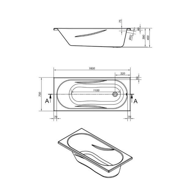 Акриловая ванна MITO Red 160х70х39 см от магазина ЛесКонПром.ру