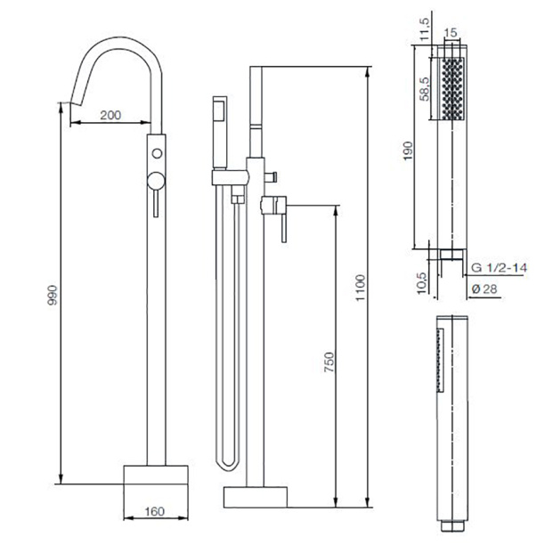 Смеситель для ванны CULTO Rafael напольный от магазина ЛесКонПром.ру
