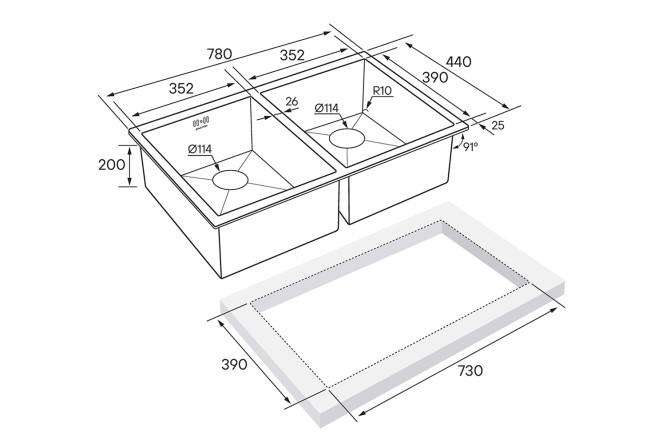 Мойка врезная PAULMARK Twin 80530286 от магазина ЛесКонПром.ру