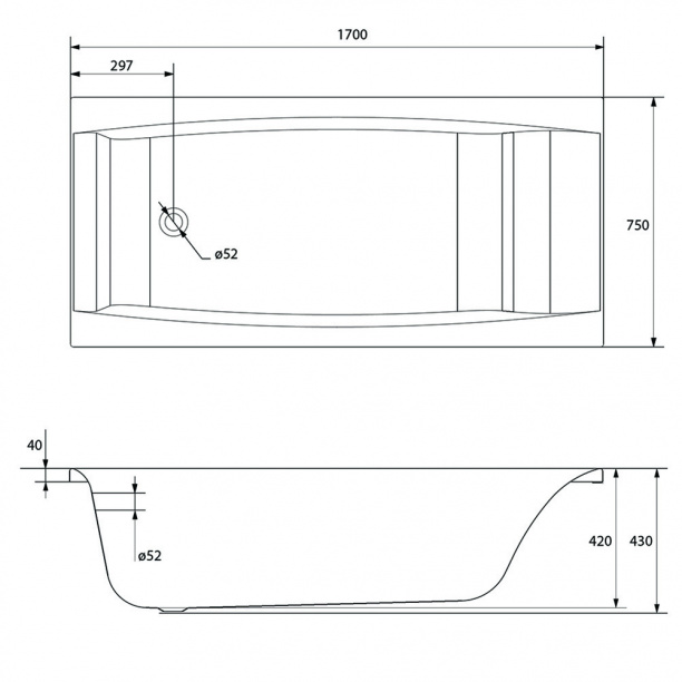 Акриловая ванна Cersanit Virgo 170x75 см от магазина ЛесКонПром.ру