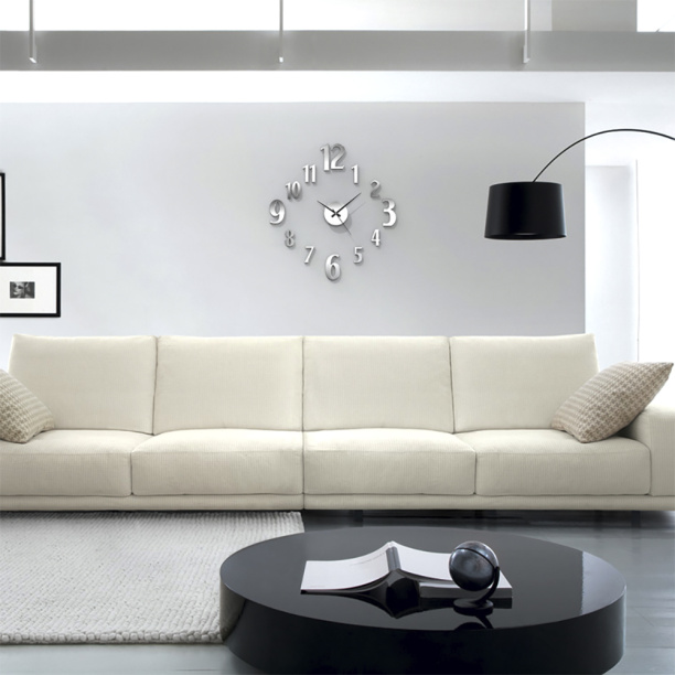 Часы-наклейки d60 см серебристый металлик от магазина ЛесКонПром.ру