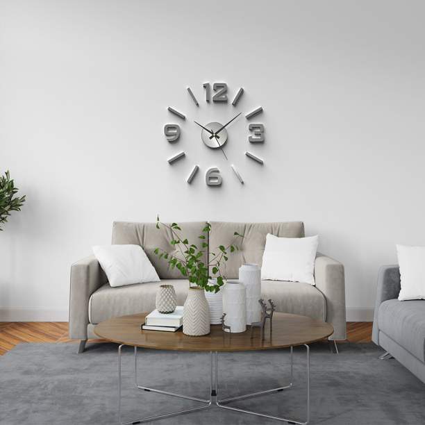 Часы-наклейки d60 см хром от магазина ЛесКонПром.ру