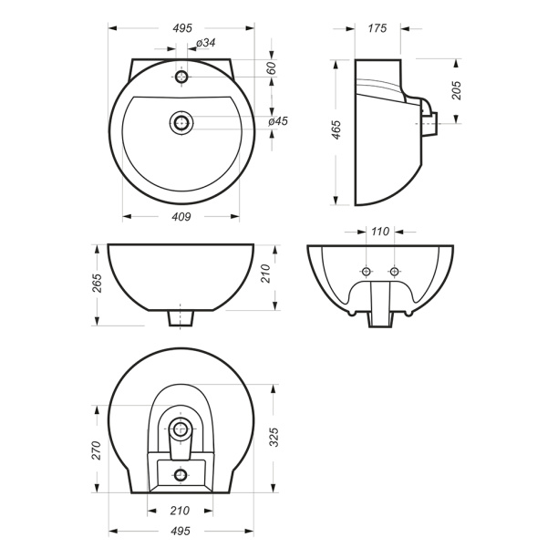 Раковина SANITA LUXE Art 48 см от магазина ЛесКонПром.ру
