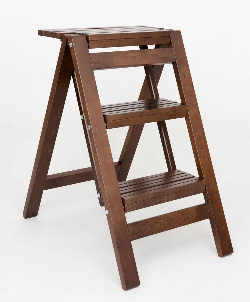 Стремянка-табурет деревянная с широкими ступенями Hoz-Block Микки 3 ступени Черная (арт. СДМТ-3Ч) от магазина ЛесКонПром.ру