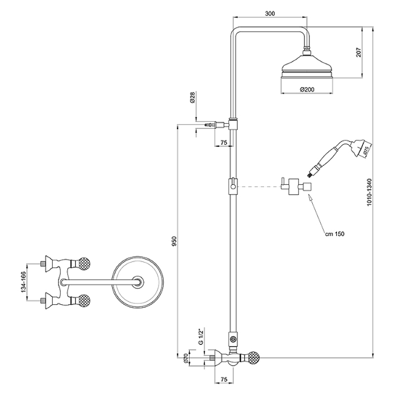 Душевая система Webert Karenina KA760405015 Хром от магазина ЛесКонПром.ру