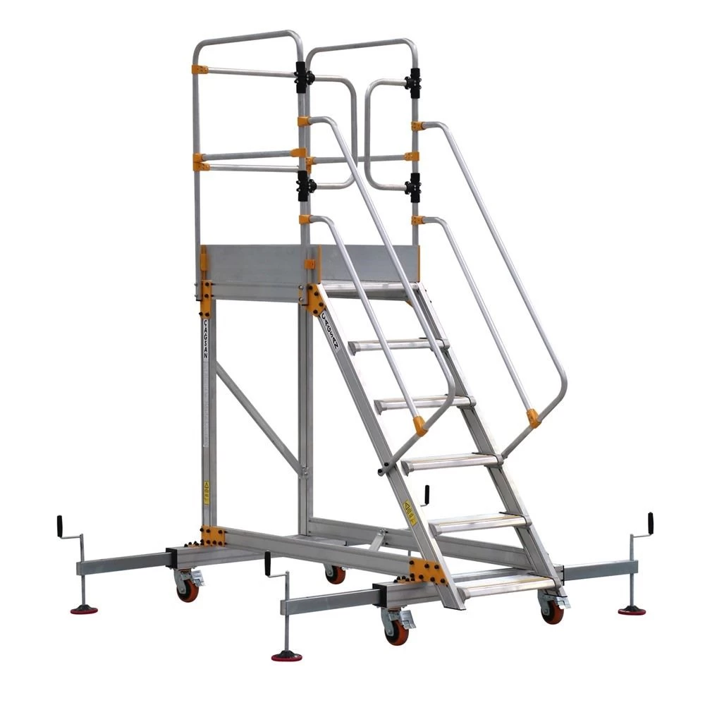 Алюминиевая промышленная платформа 6 ступеней CAGSAN односторонняя со стабилизаторами (арт.EPL1500) от магазина ЛесКонПром.ру