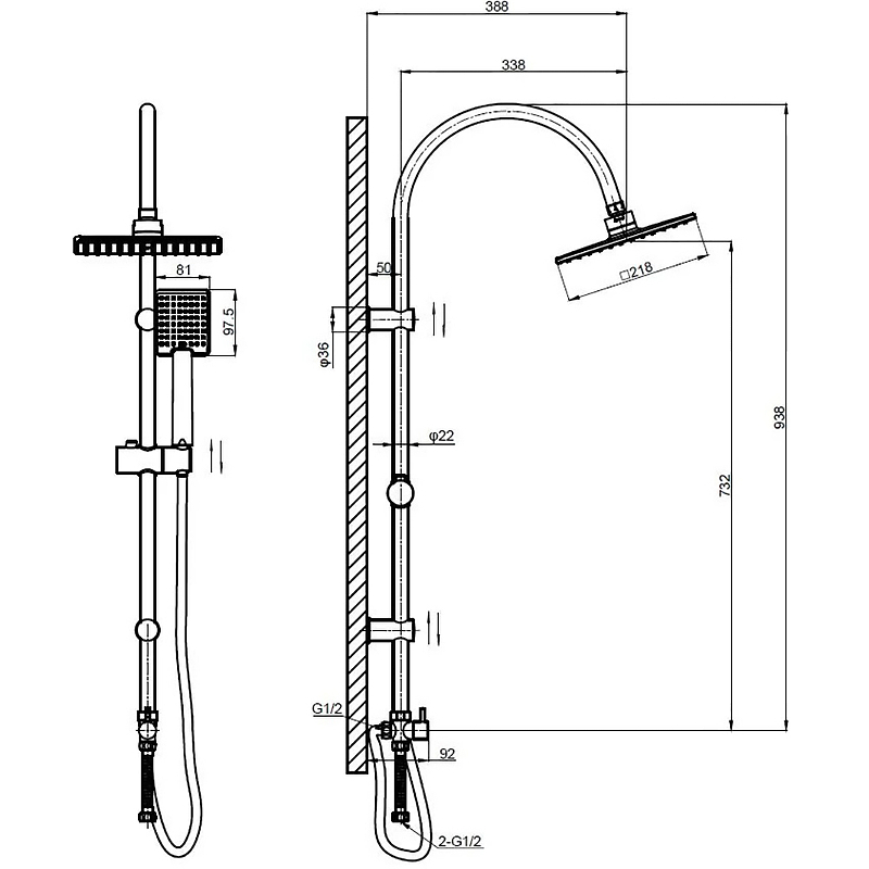 Душевая система ESKO ST02 ESKO Хром от магазина ЛесКонПром.ру