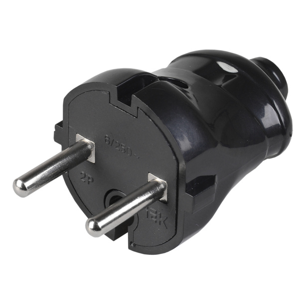 Вилка без заземления ИЭК черная от магазина ЛесКонПром.ру