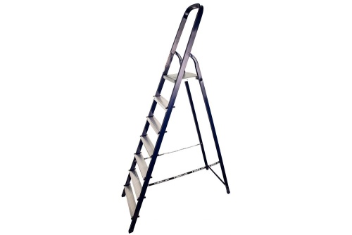 Стремянка стальная окрашенная с алюминиевыми ступенями АЛЮМЕТ 7 ступеней (арт. М8407) от магазина ЛесКонПром.ру