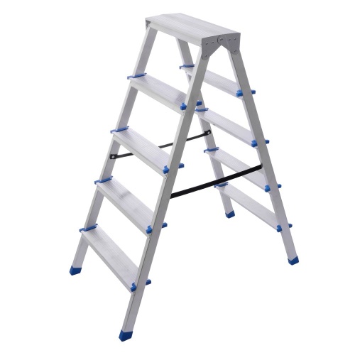 Стремянка алюминиевая двухсторонняя STAIRS 5 ступеней (арт. AS 205) от магазина ЛесКонПром.ру