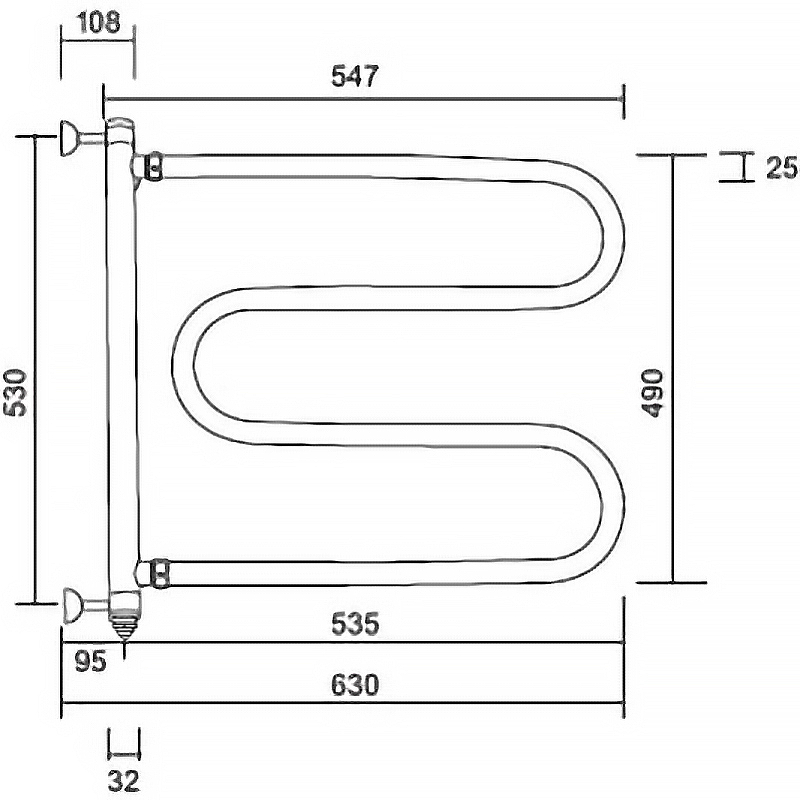 Электрический полотенцесушитель Margaroli Vento 500OBC Бронза от магазина ЛесКонПром.ру