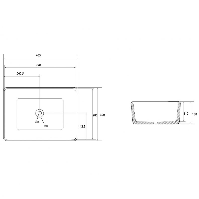 Раковина-чаша Abber Rechteck 40 AC2213MMG Золото матовое от магазина ЛесКонПром.ру