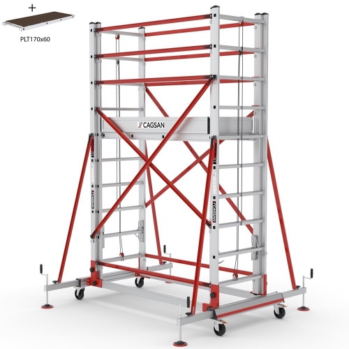 Телескопическая вышка-тура TeleSafe XLN Cagsan из двух модулей 2Х10 Ступенчатая со стабилизаторами (арт.S005_XLN) от магазина ЛесКонПром.ру