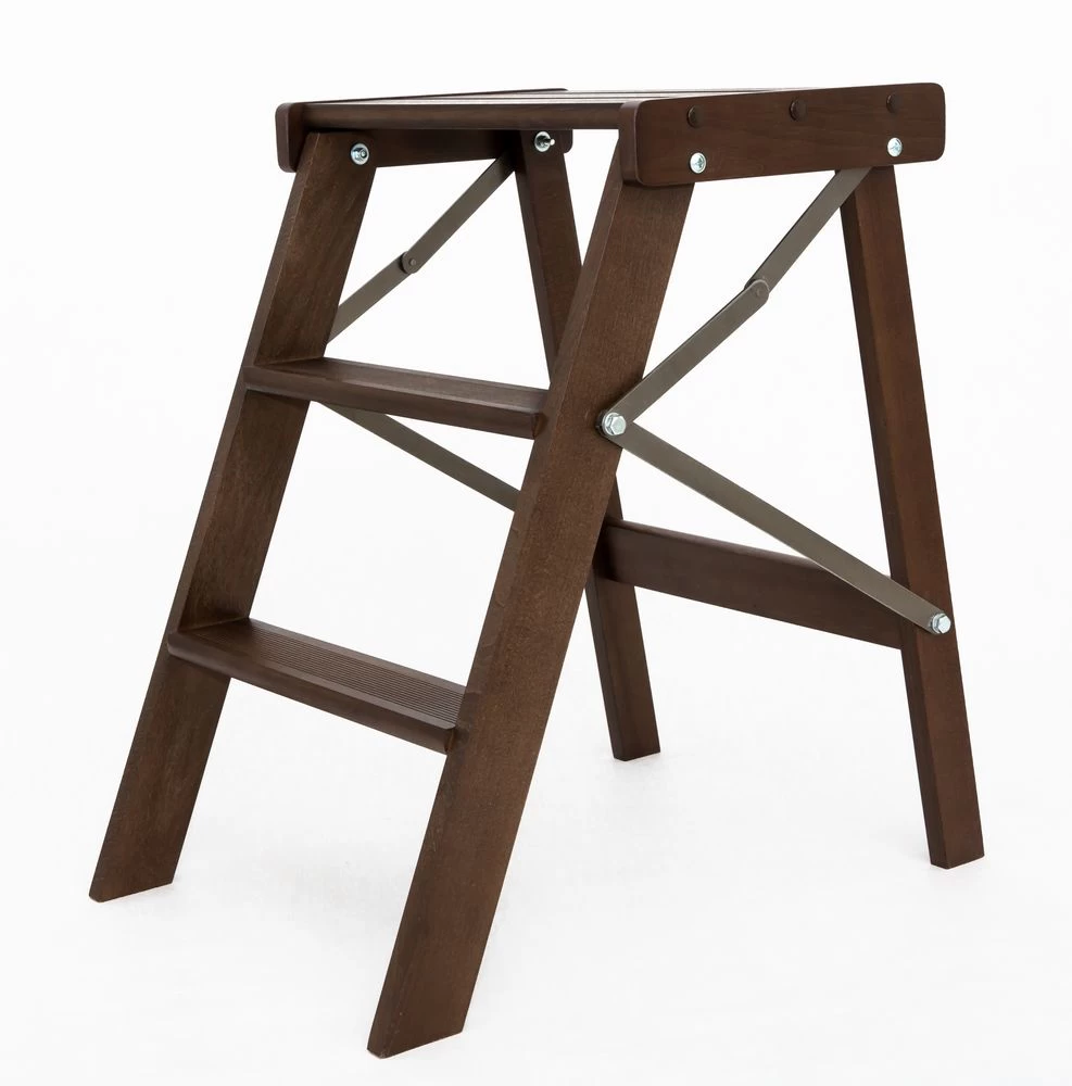 Стремянка-табурет деревянная Hoz-Block Джексон 3 ступени Венге (арт. СДТД-3В) от магазина ЛесКонПром.ру